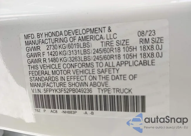 5FPYK3F52PB049236: 42781245