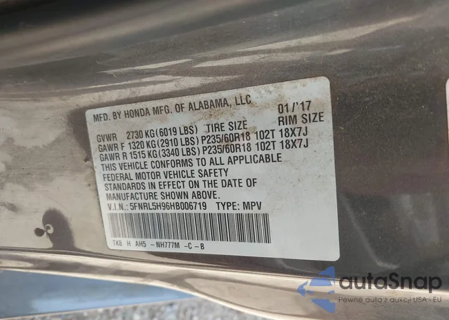 5FNRL5H96HB006719: 42781268