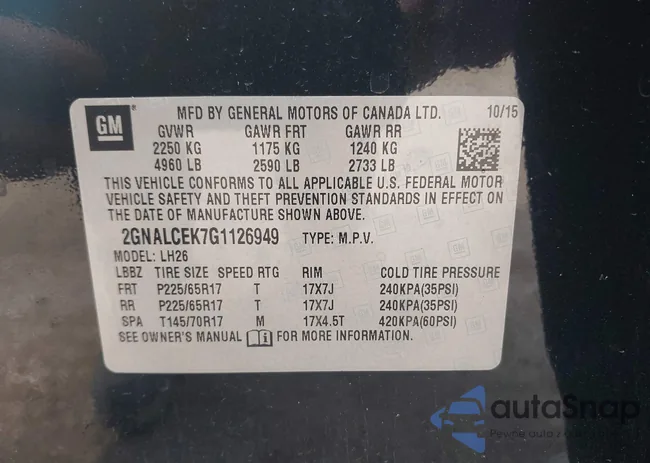 2GNALCEK7G1126949: 42781601