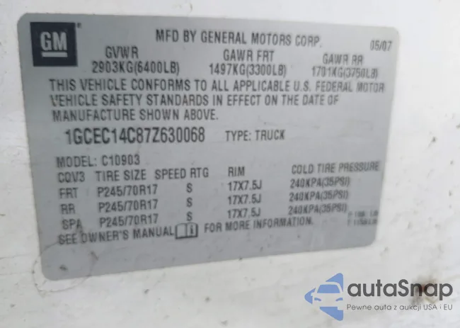 1GCEC14C87Z630068: 42780657