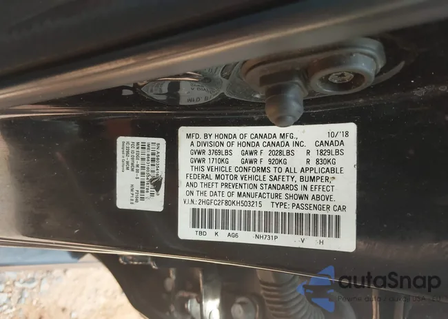 2HGFC2F80KH503215: 42782225