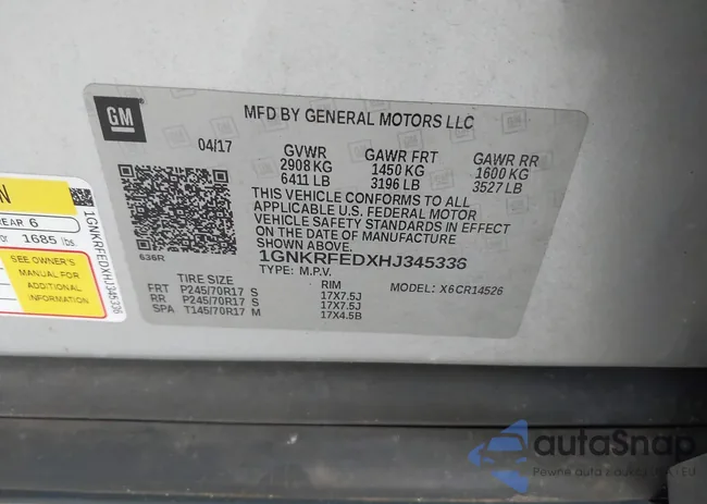 1GNKRFEDXHJ345336: 42782484