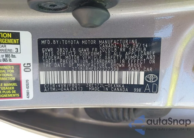 2T1BURHE6EC227398: 42782579