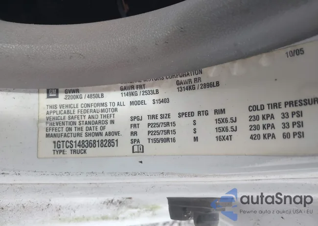 1GTCS148368182851: 42781621