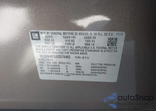 3GYFNAE39ES578483: 42781628