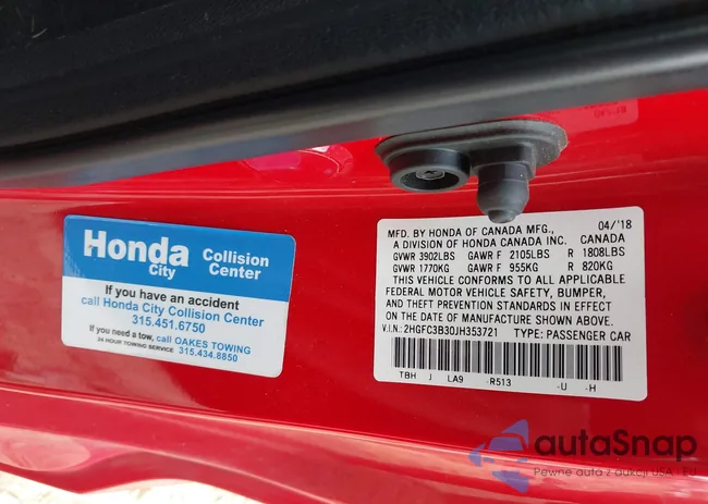 2HGFC3B30JH353721: 42781884