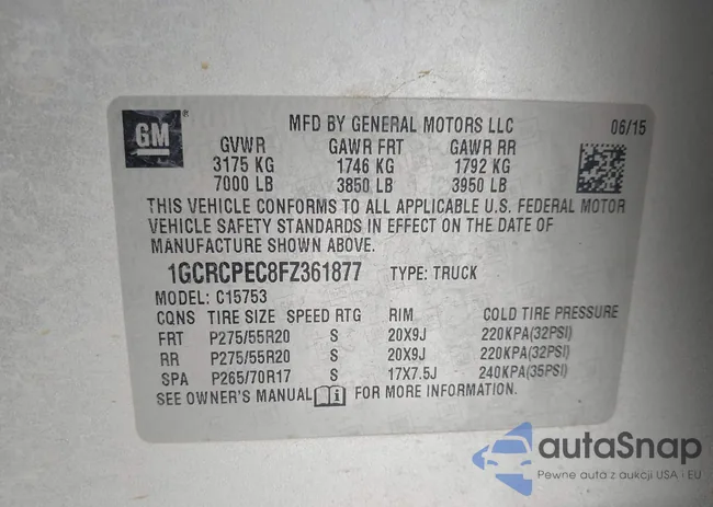 1GCRCPEC8FZ361877: 42781995