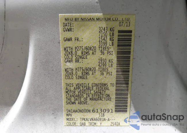 5N1AA0ND0DN613091: 42783082