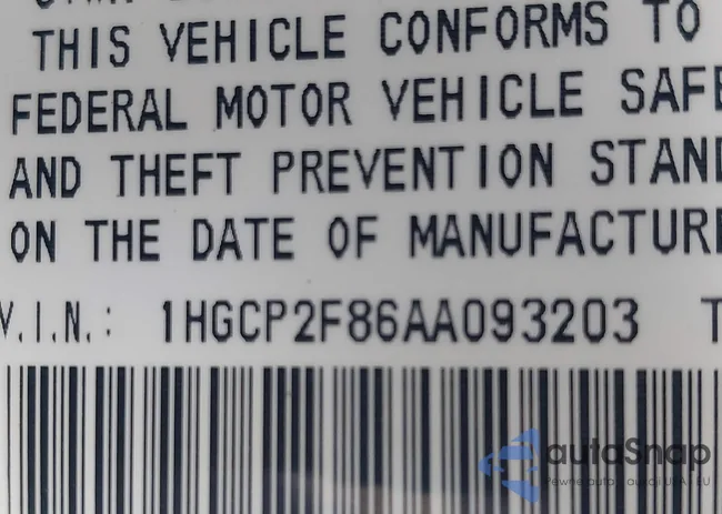 1HGCP2F86AA093203: 42783123