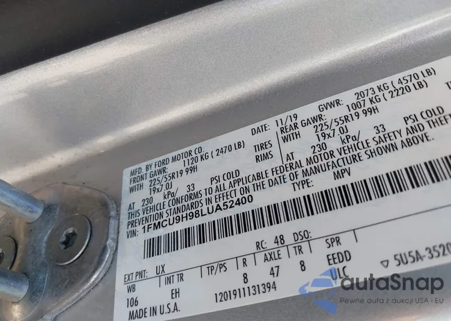 1FMCU9H98LUA52400: 42783464