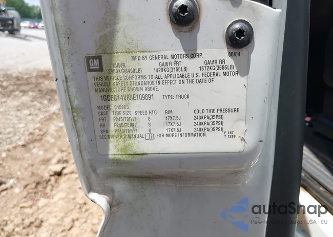 1GCEC14V85E109891: 42783530