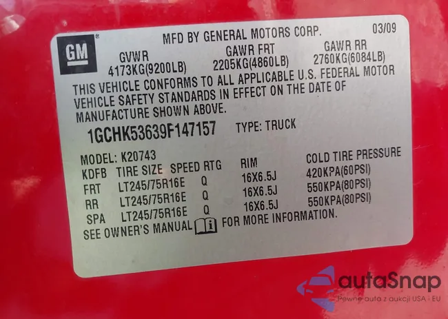 1GCHK53639F147157: 42782968