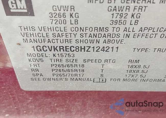 1GCVKREC8HZ124211: 42782991