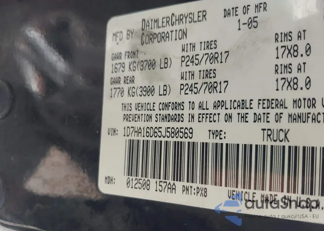 1D7HA16D65J580569: 42784321