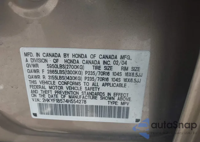 2HKYF18574H554278: 42784335