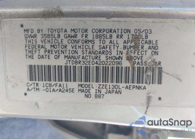 JTDBR32E042022096: 42784353