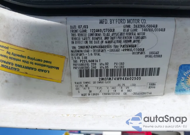 2MEFM74W94X602505: 42784548