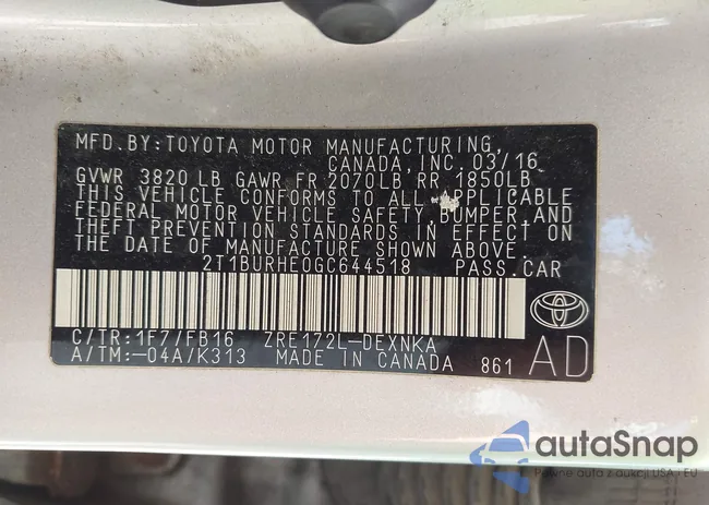 2T1BURHE0GC644518: 42784561