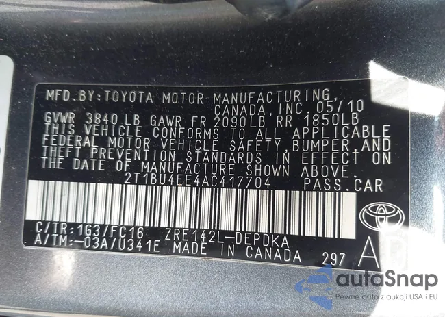 2T1BU4EE4AC417704: 42783698