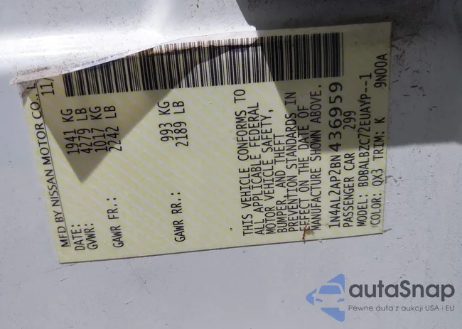 1N4AL2AP2BN436959: 42785224