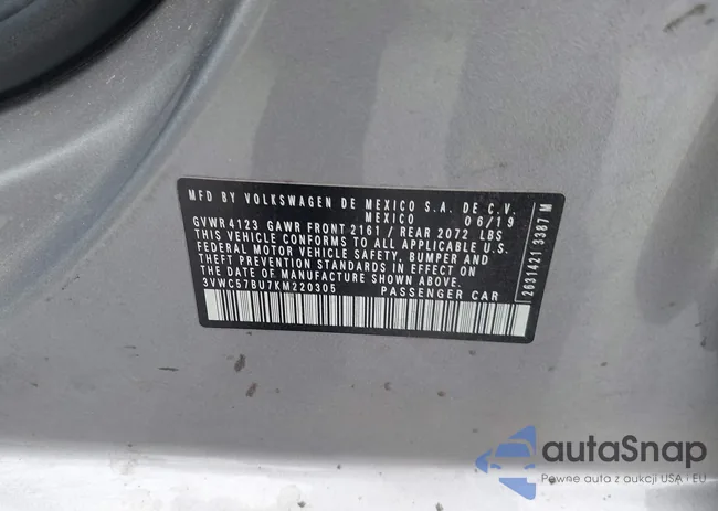 3VWC57BU7KM220305: 42784743