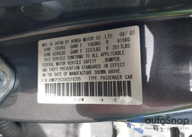 JHMCP263X8C016205: 42784985