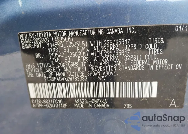 2T3BF4DVXCW182083: 42786003