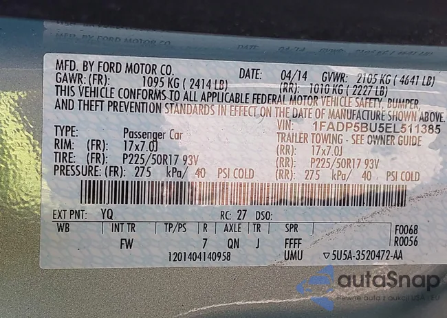 1FADP5BU5EL511385: 42786239