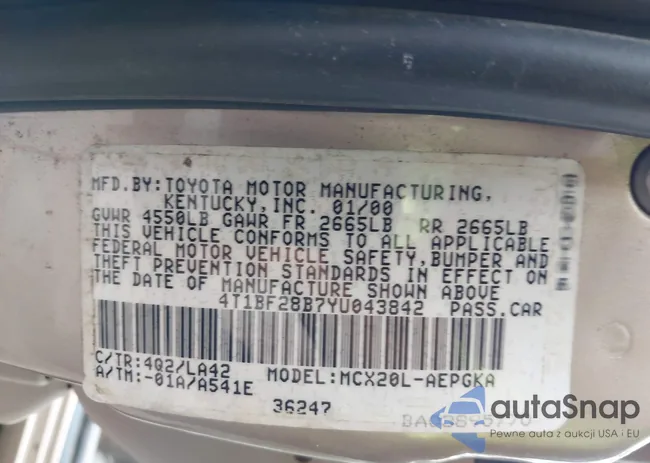 4T1BF28B7YU043842: 42786254