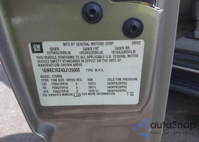 1GNEC16Z43J129065: 42786357