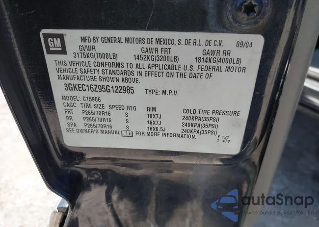 3GKEC16Z95G122985: 42785606