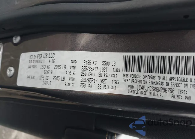 1C4PJMCS0GW296760: 42785700