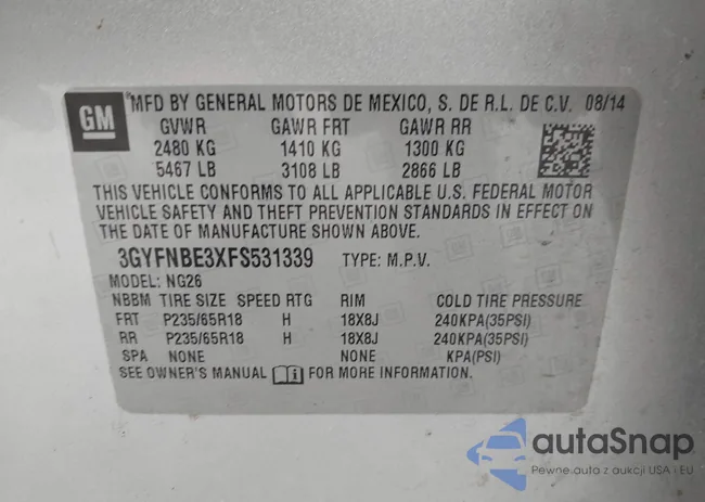 3GYFNBE3XFS531339: 42785748