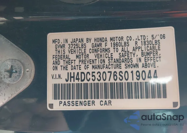 JH4DC53076S019044: 42787085