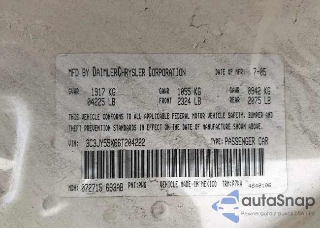 3C3JY55X66T204222: 42787087