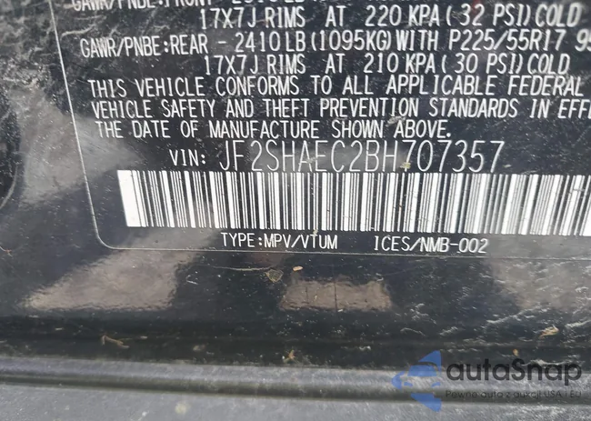 JF2SHAEC2BH707357: 42787100