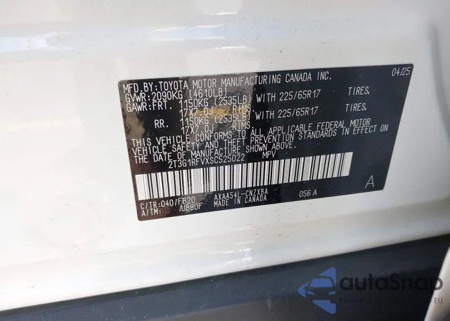 2T3G1RFVXSC525022: 42787143