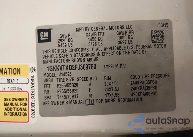 1GKKVTKD2FJ309780: 42787208