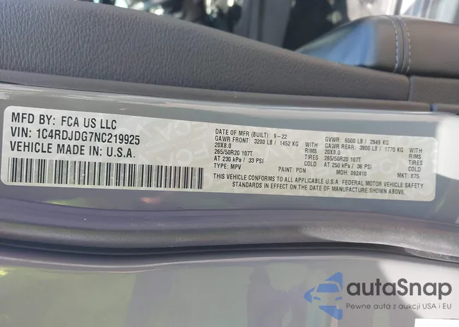 1C4RDJDG7NC219925: 42787235