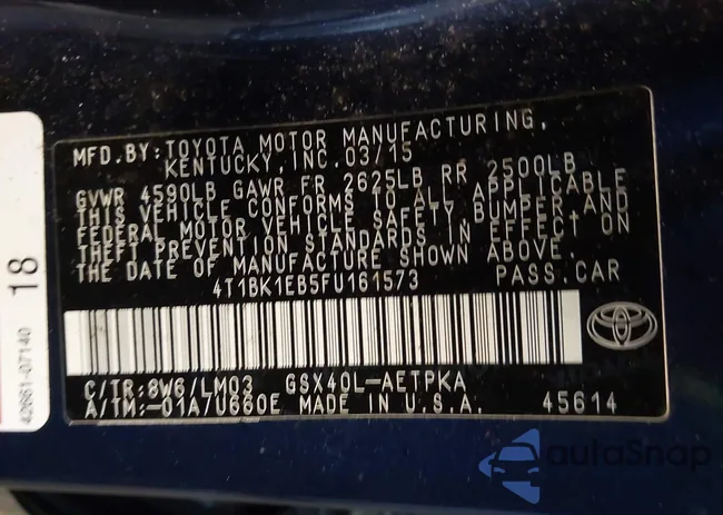 4T1BK1EB5FU161573: 42787293