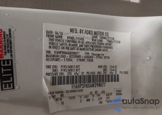 1FAHP3FNXAW298077: 42787554