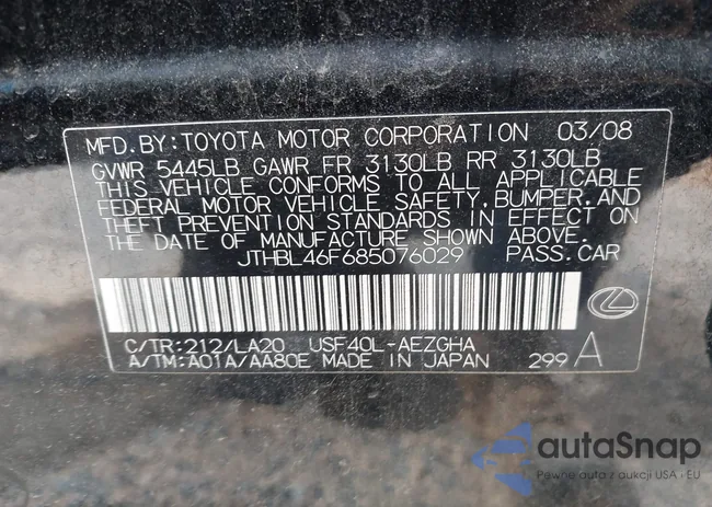 JTHBL46F685076029: 42786596