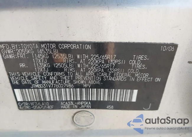 JTMBD31V776027986: 42786598