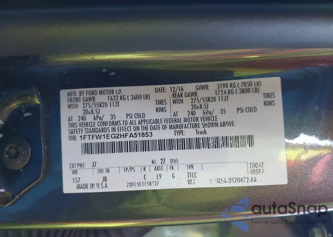 1FTFW1EG2HFA51853: 42786611