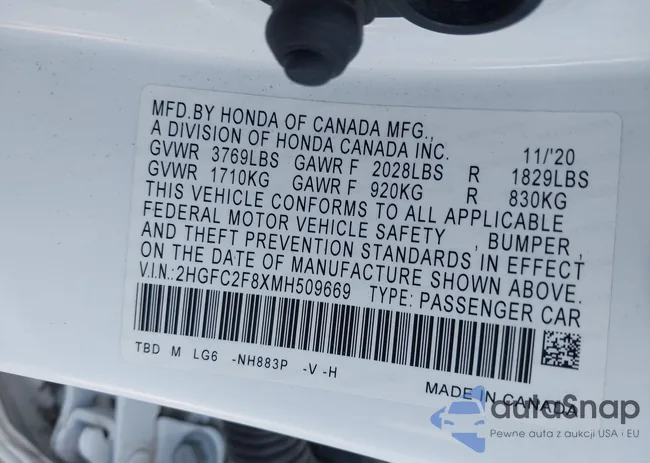 2HGFC2F8XMH509669: 42786752