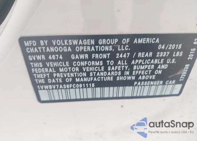 1VWBV7A38FC091115: 42786754