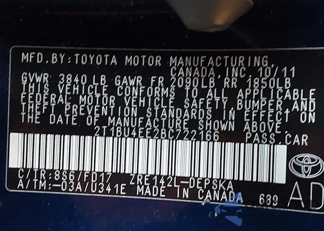 2T1BU4EE2BC722166: 42786918