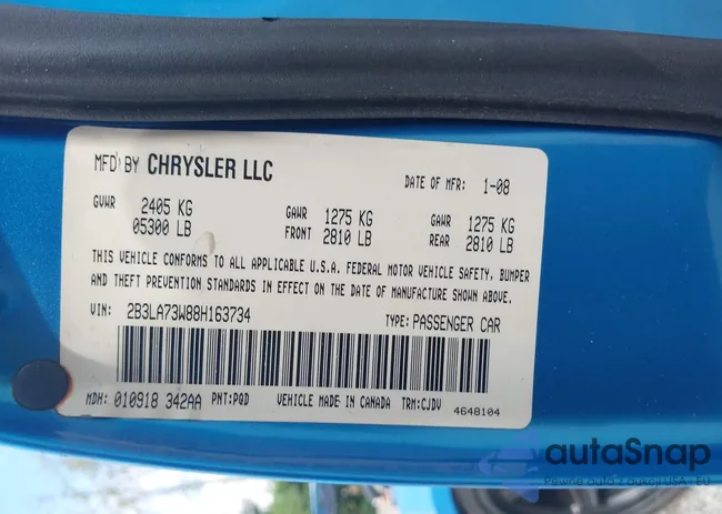 2B3LA73W88H163734: 42786926