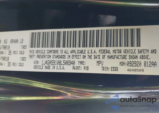 1J4GA59108L506940: 42786933