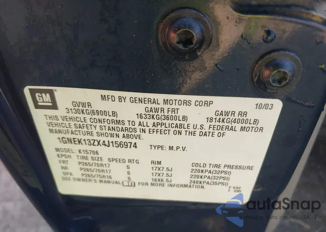 1GNEK13ZX4J156974: 42788181